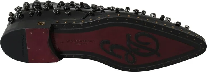 Black Leather Crystals Dress Broque Women's Shoes - Image 2