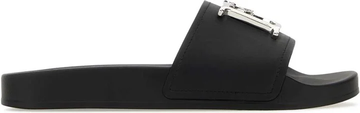 Black Leather D2 Statement Slippers