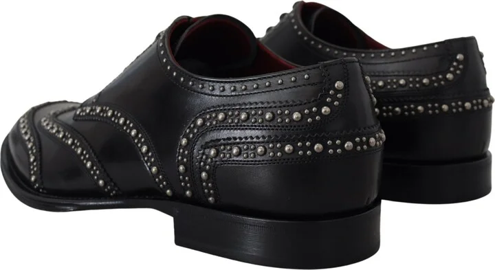 Black Leather Derby Dress Studded Men's Shoes - Image 2
