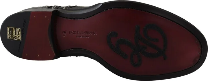 Black Leather Derby Dress Studded Men's Shoes - Image 4