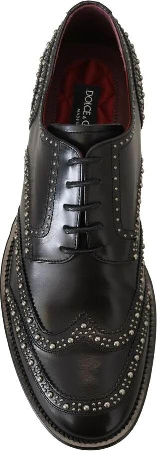 Black Leather Derby Dress Studded Men's Shoes - Image 5