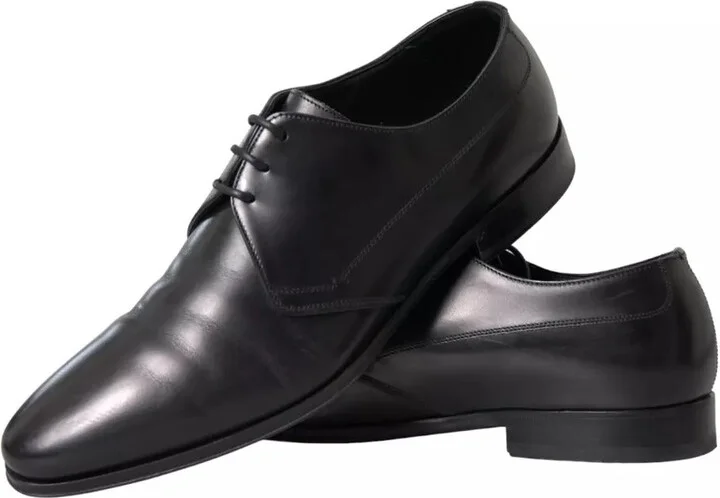 Black Leather Derby Formal Dress Men Men's Shoes (Pre-Owned) - Image 2