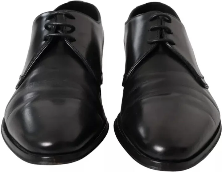 Black Leather Derby Formal Dress Men Men's Shoes (Pre-Owned) - Image 5