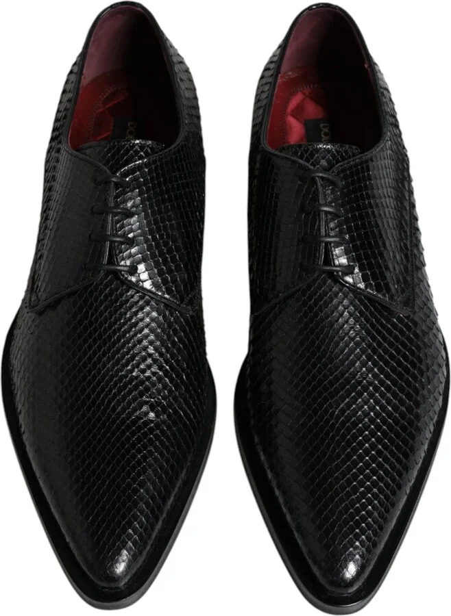 Black Leather Derby Formal Dress Men's Shoes (Pre-Owned) - Image 3