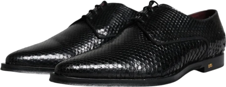 Black Leather Derby Formal Dress Men's Shoes (Pre-Owned) - Image 4