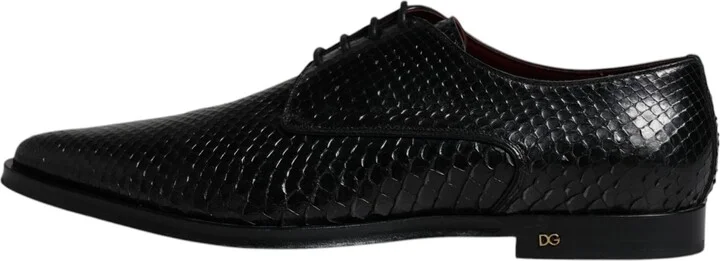 Black Leather Derby Formal Dress Men's Shoes (Pre-Owned) - Image 6