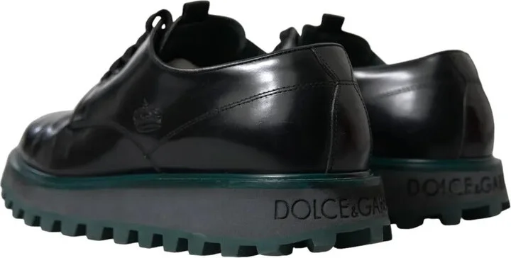 Black Leather Derby Formal Dress Men's Shoes (Pre-Owned) - Image 4