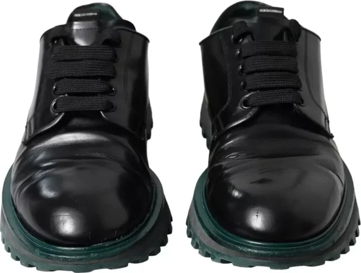 Black Leather Derby Formal Dress Men's Shoes (Pre-Owned) - Image 5