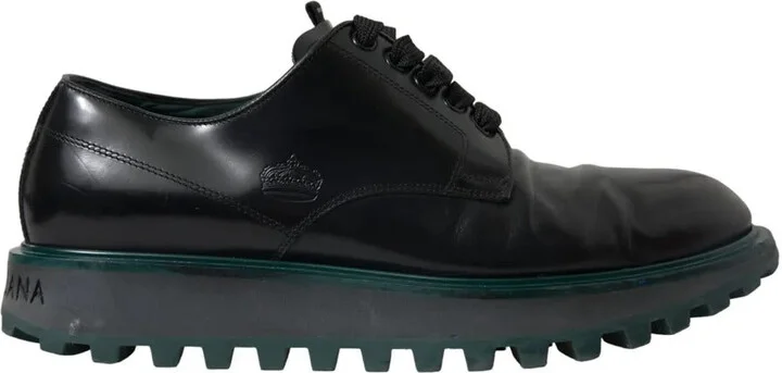 Black Leather Derby Formal Dress Men's Shoes (Pre-Owned)