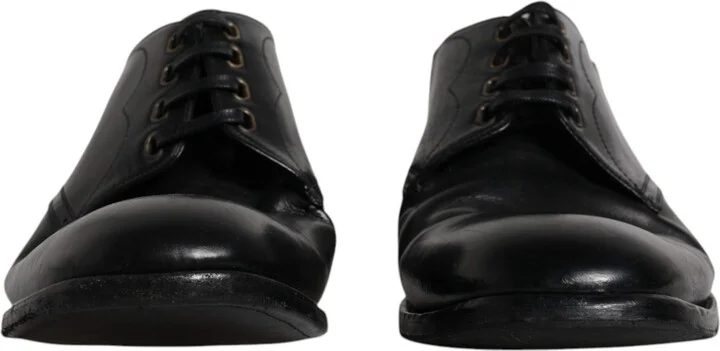 Black Leather Derby Formal Men Dress Men's Shoes (Pre-Owned) - Image 2