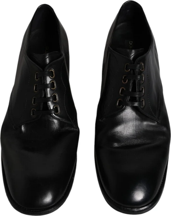 Black Leather Derby Formal Men Dress Men's Shoes (Pre-Owned) - Image 3