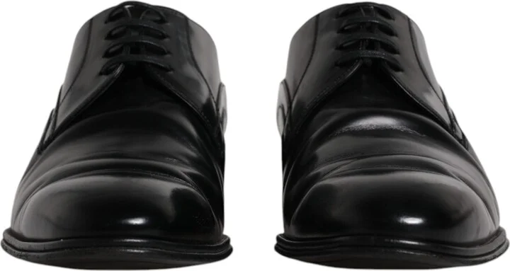 Black Leather Derby Formal Men Dress Men's Shoes (Pre-Owned) - Image 2