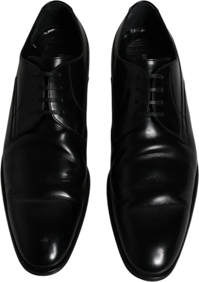 Black Leather Derby Formal Men Dress Men's Shoes (Pre-Owned) - Image 3