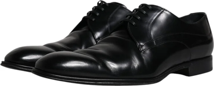 Black Leather Derby Formal Men Dress Men's Shoes (Pre-Owned) - Image 4