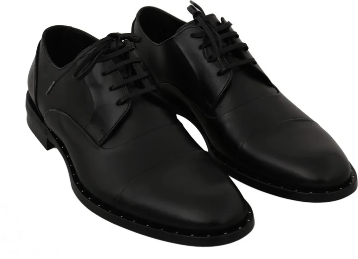 Black Leather Derby Formal Men's Shoes - Image 3