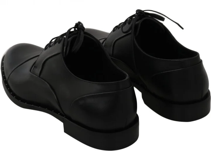 Black Leather Derby Formal Men's Shoes - Image 4