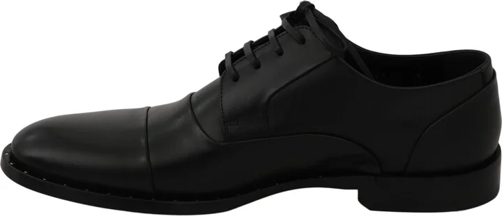 Black Leather Derby Formal Men's Shoes - Image 5