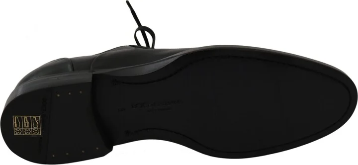 Black Leather Derby Formal Men's Shoes - Image 6