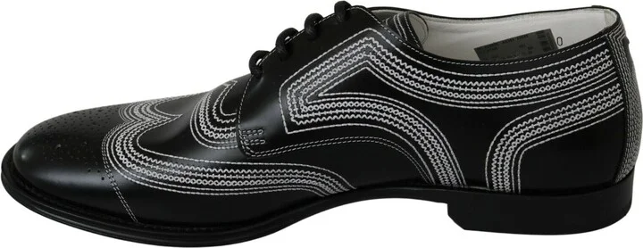 Black Leather Derby Formal White Lace Men's Shoes - Image 2