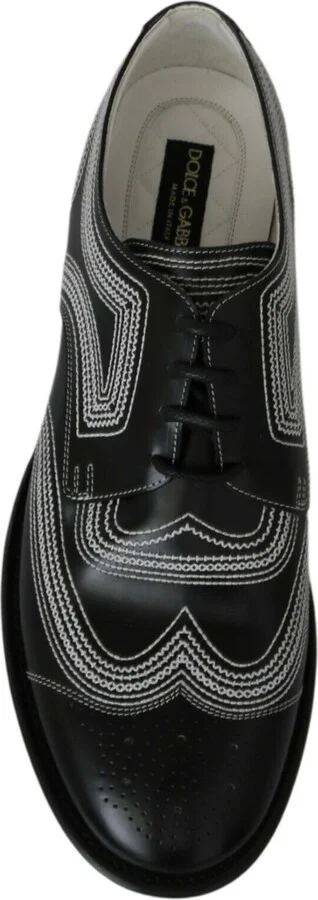 Black Leather Derby Formal White Lace Men's Shoes - Image 4
