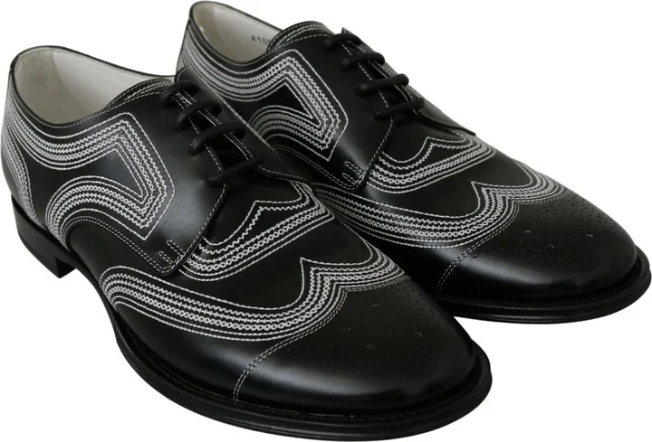 Black Leather Derby Formal White Lace Men's Shoes - Image 6