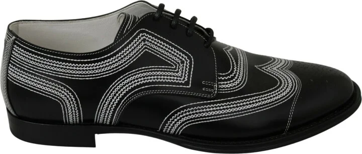 Black Leather Derby Formal White Lace Men's Shoes