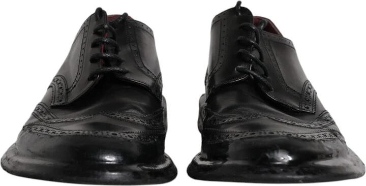 Black Leather Derby Wingtip Formal Men's Shoes - Image 2