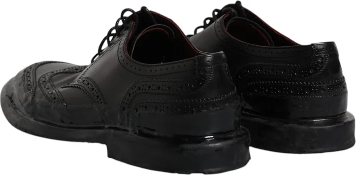 Black Leather Derby Wingtip Formal Men's Shoes - Image 5