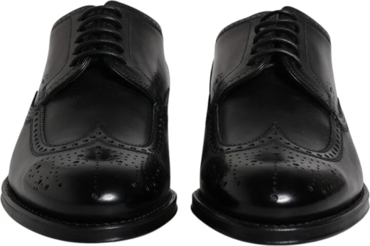Black Leather Derby Wingtip Formal Men's Shoes - Image 2