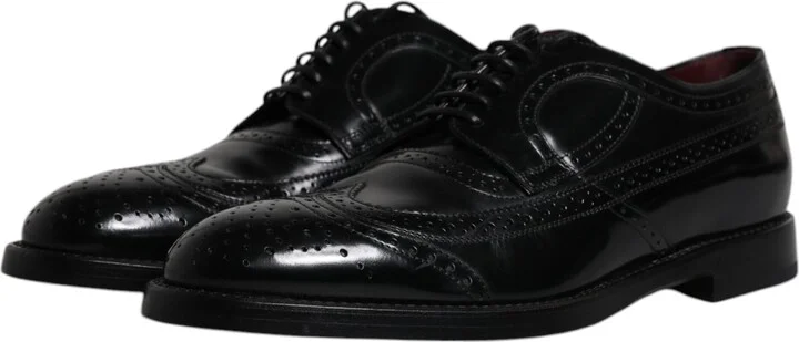 Black Leather Derby Wingtip Formal Men's Shoes - Image 4