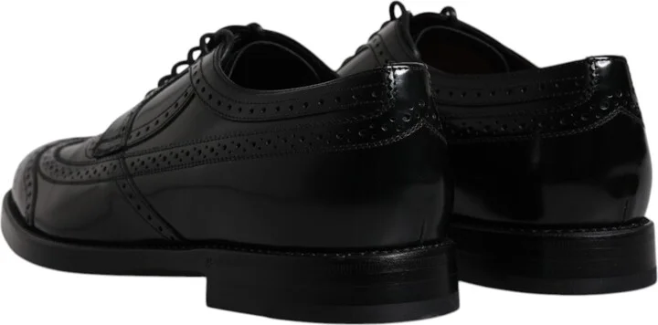 Black Leather Derby Wingtip Formal Men's Shoes - Image 5