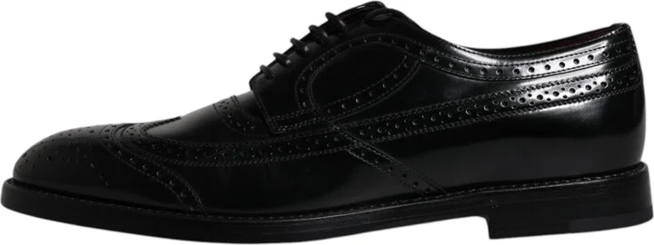 Black Leather Derby Wingtip Formal Men's Shoes - Image 6