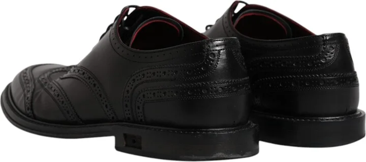 Black Leather Derby Wingtip Formal Men's Shoes (Pre-Owned) - Image 5