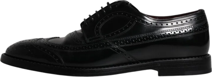 Black Leather Derby Wingtip Formal Men's Shoes (Pre-Owned) - Image 6