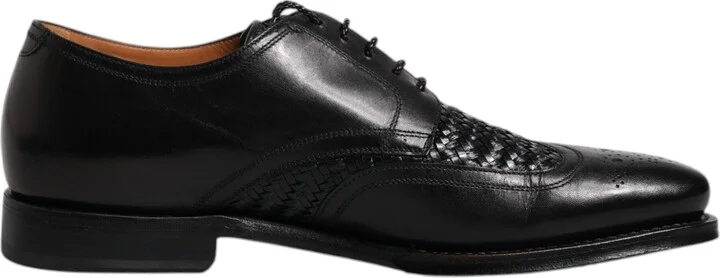 Black Leather Derby Wingtip Lace Up Formal Dress Men's Shoes