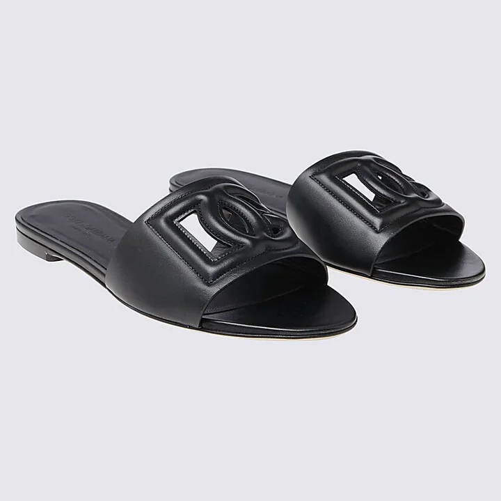 Black Leather Dg Millennials Slides - Image 2