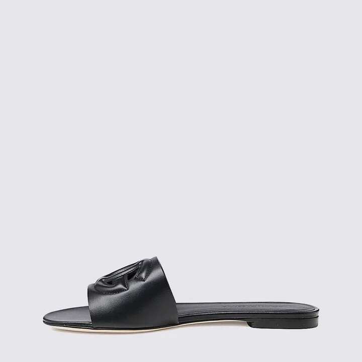 Black Leather Dg Millennials Slides - Image 3