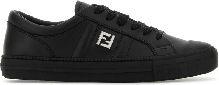 Black Leather Domino Sneakers