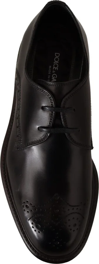 Black Leather Dress Formal Derby Men's Shoes - Image 3