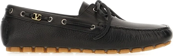 Black Leather Driver Fastaway Loafers