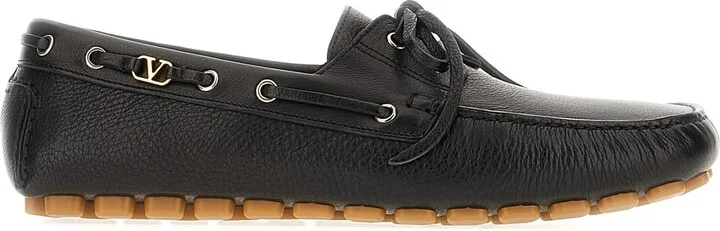 Black Leather Driver Fastaway Loafers
