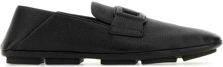 Black Leather Driver Loafers