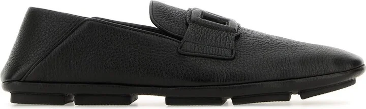 Black leather Driver loafers