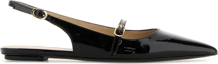 Black Leather Emilia Ballerinas