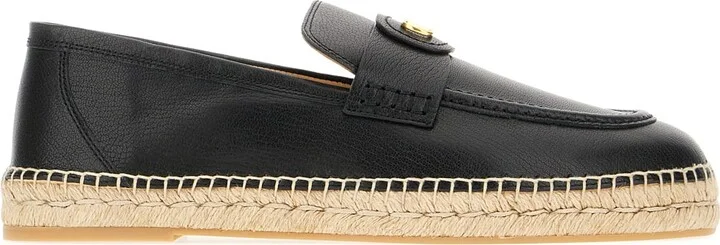 Black Leather Espadrilles