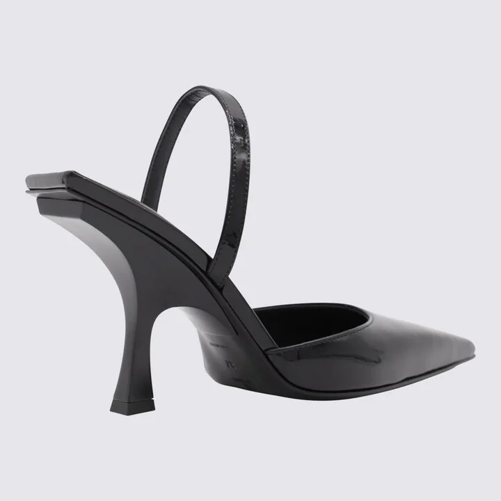 Black Leather Ester Slingback Pumps - Image 2