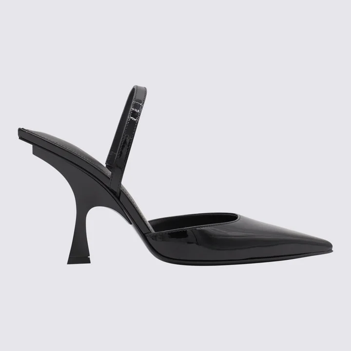 Black Leather Ester Slingback Pumps