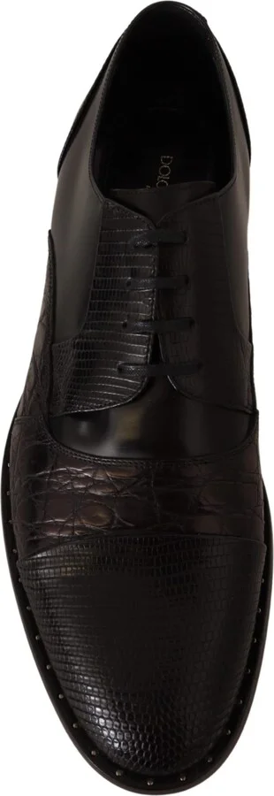 Black Leather Exotic Skins Formal Men's Shoes - Image 2