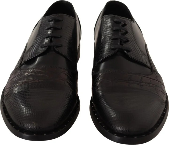 Black Leather Exotic Skins Formal Men's Shoes - Image 3