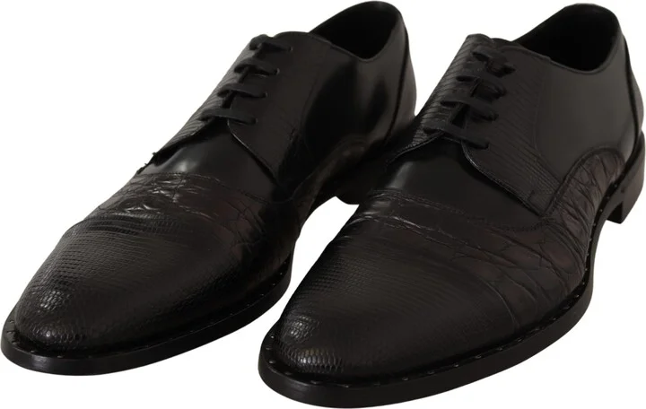 Black Leather Exotic Skins Formal Men's Shoes - Image 4